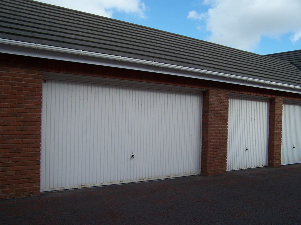 Double garage door before refurbishment